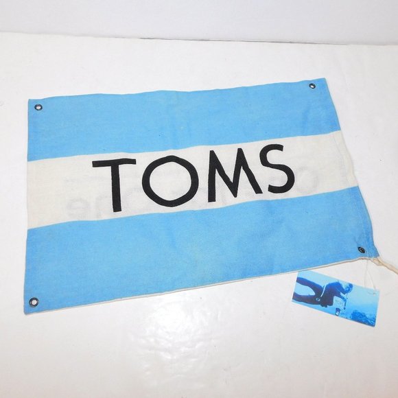 TOMS Blue White Flag Shoe DUST Bag NEW w Tag - Picture 1 of 3